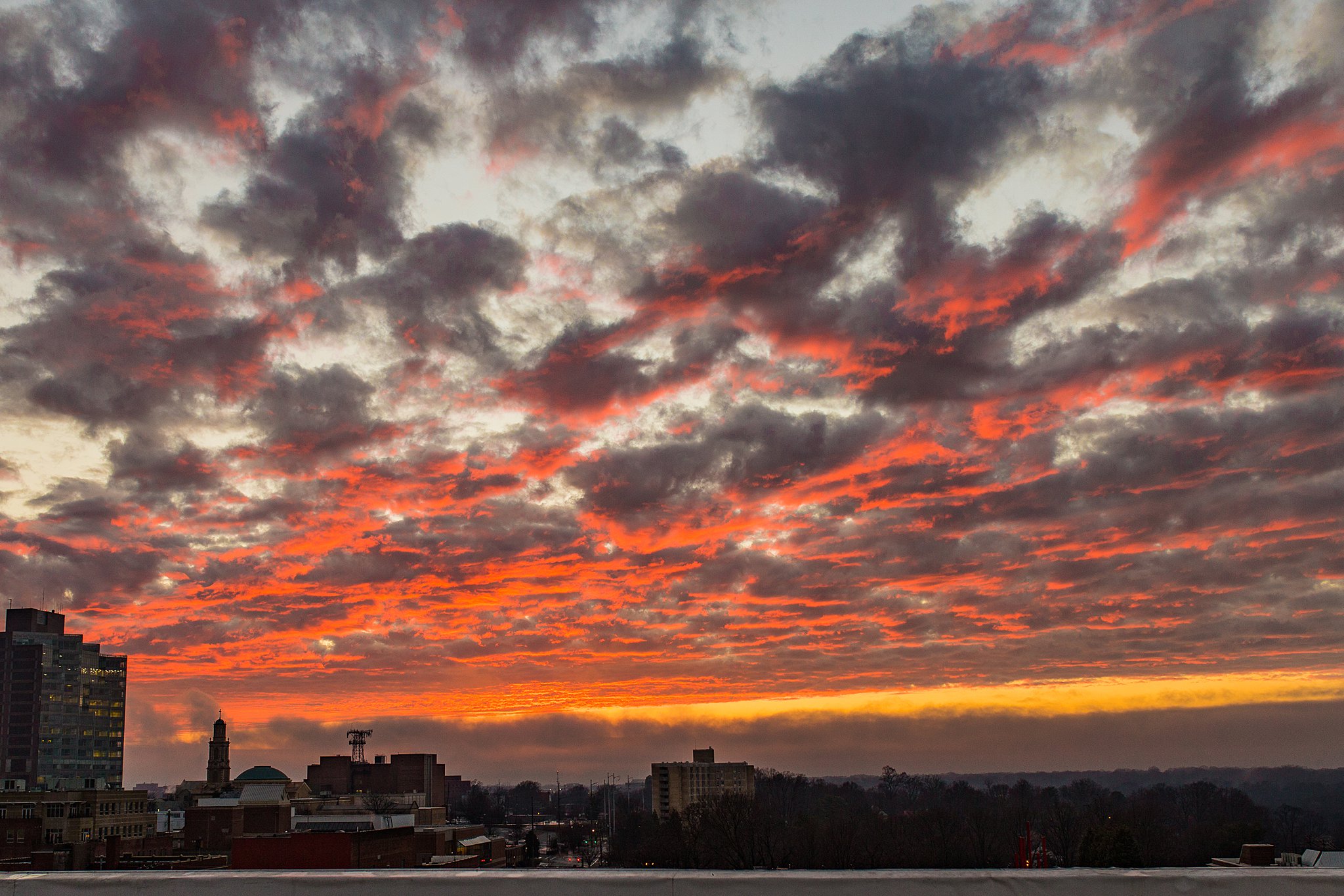 How to Build a Healthy Nighttime Routine, sunset over Winston Salem